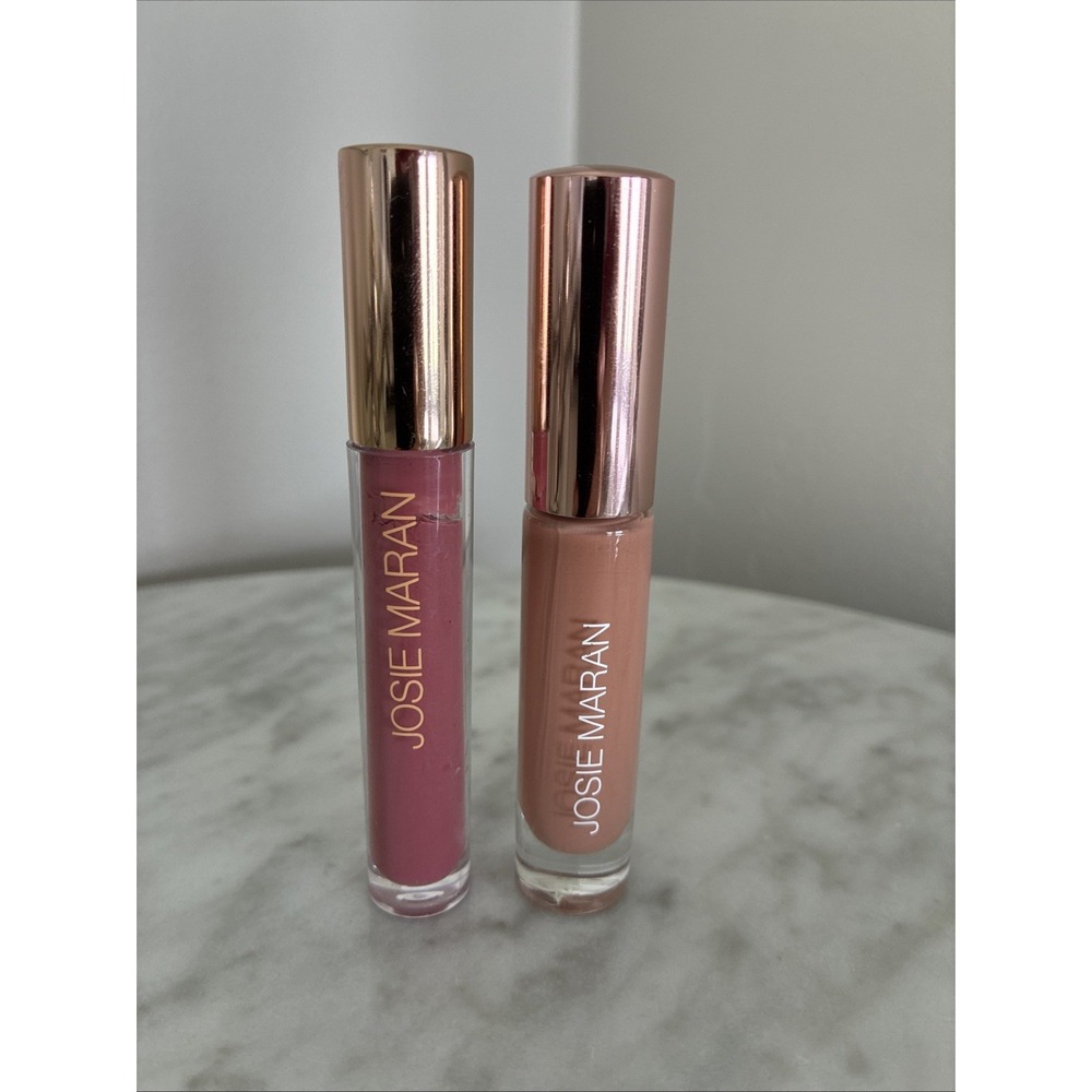NEW Josie Maran Argan Natural Volume Lip Gloss PINK SAND & Lip Booster In HAPPY